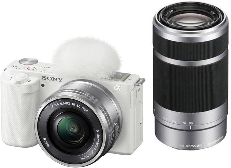 Sony ZV-E10 Mirrorless Camera with 16-50mm and 55-210mm Lens (White)